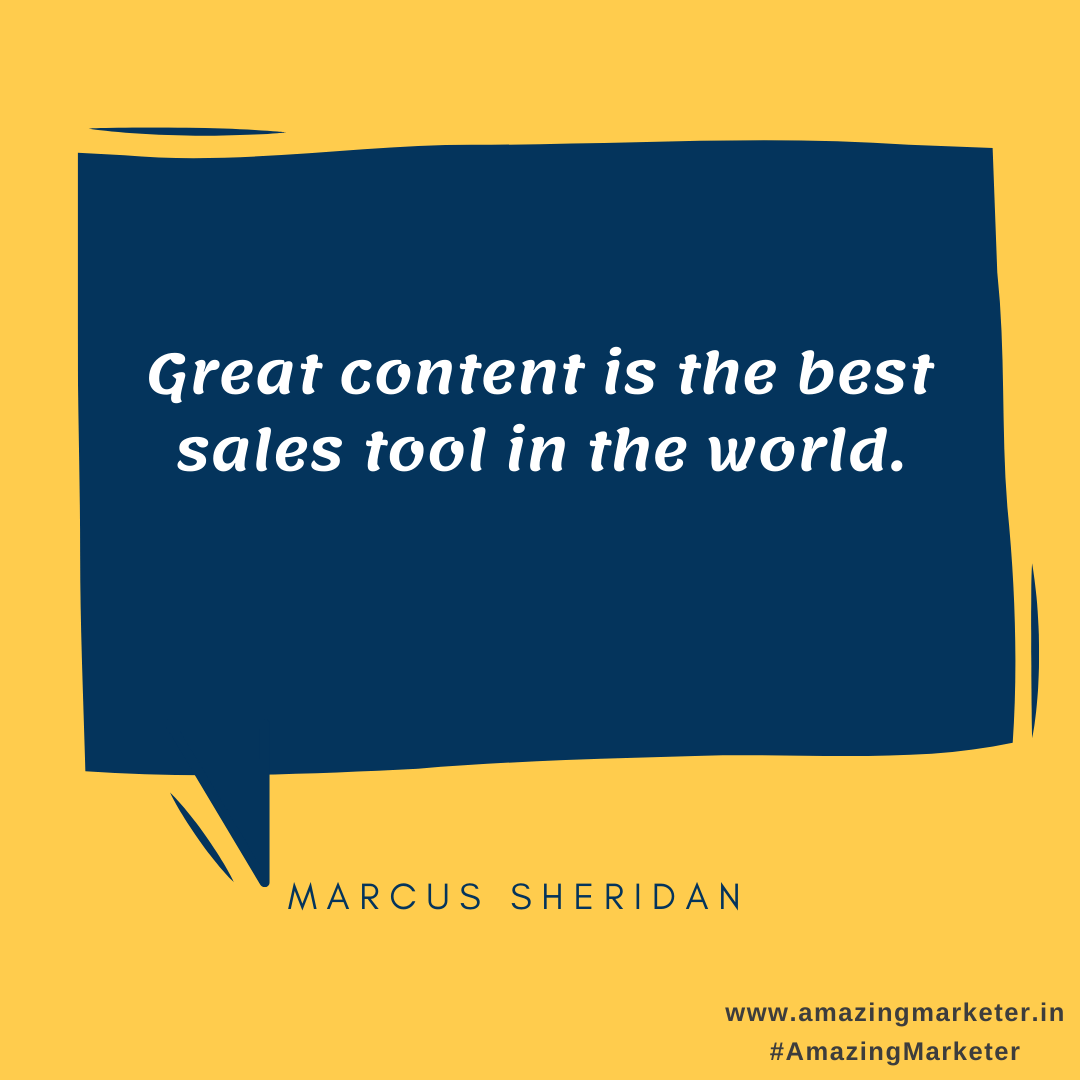 Content Marketing Quotes - Great content is the best sales tool in the world - Marcus Sheridan